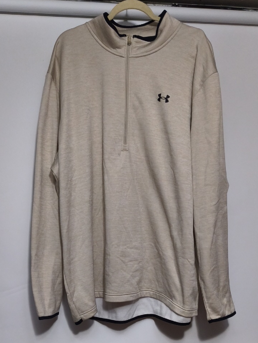 Under Armour Men’s Cream 1/4 Zip Pullover with Black Logo Trim